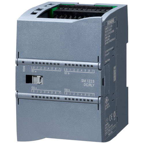 SIMATIC S7-1200, SM 1223, 16 DI 24 V DC / 16 relay outputs.