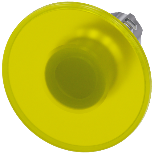 Illuminated mushroom pushbutton, 22 mm, round, metal, shiny, yellow, 60 mm, momentary contact type