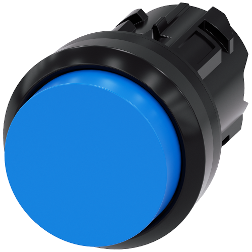Pushbutton, 22 mm, round, plastic, blue, pushbutton, raised, momentary contact type