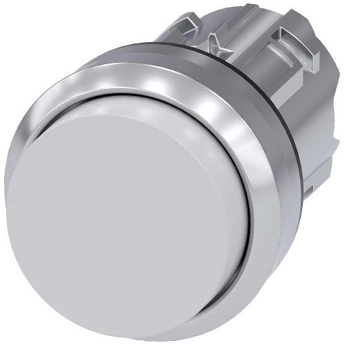 Pushbutton, 22 mm, round, metal, shiny, white, pushbutton, raised momentary contact type