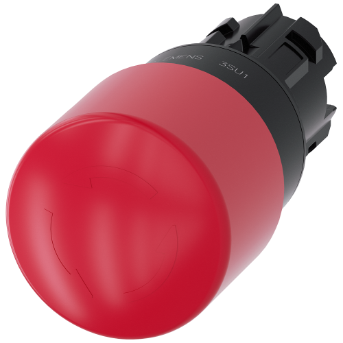 Emergency stop mushroom pushbutton, 22 mm, round, plastic, red, 30 mm, rotate-to-unlatch mechanism