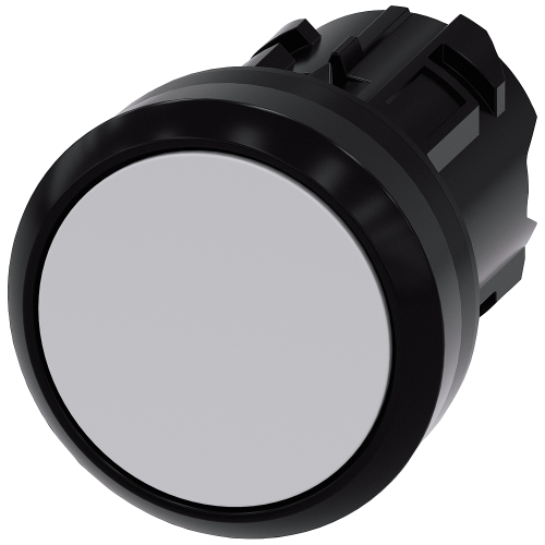 Pushbutton, 22 mm, round, plastic, gray, pushbutton, flat, momentary contact type