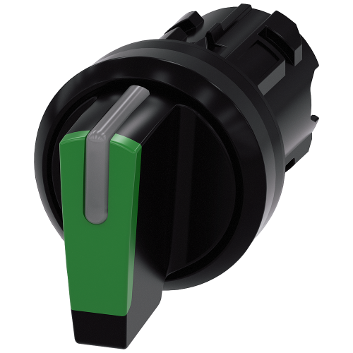 Selector switch, illuminable, 22 mm, round, plastic, green, selector switch, short, 3 switch positio