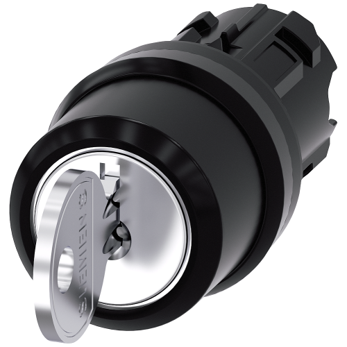 RONIS key-operated switch, 22 mm, round, plastic, lock number 455, with 2 keys, 3 switch positions I