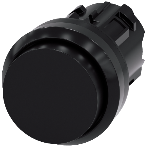 Pushbutton, 22 mm, round, plastic, black, pushbutton, raised, momentary contact type