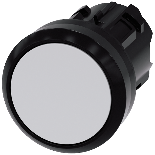 Pushbutton, 22 mm, round, plastic, white, pushbutton, flat, latching, Push-to-release mechanism