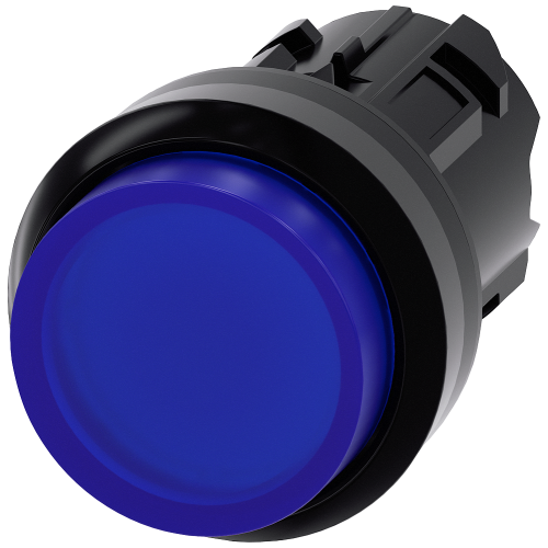 Illuminated pushbutton, 22 mm, round, plastic, blue, pushbutton, raised momentary contact type