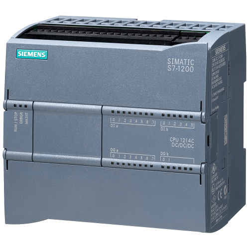 SIMATIC S7-1200, CPU 1214C, DC/DC/DC, 20.4–28.8 V DC; 14 digital, 24 V DC; 10 transistor outputs.