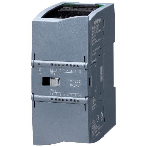 SIMATIC S7-1200, SM 1223, 8 DI 24 V DC / 8 relay outputs.