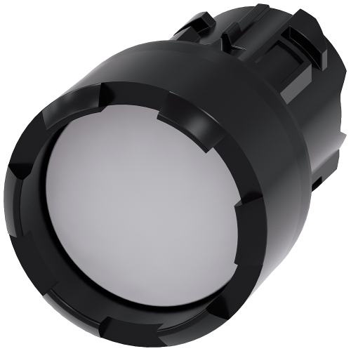 Pushbutton, 22 mm, round, plastic, white, Front ring, raised, castellated momentary contact type