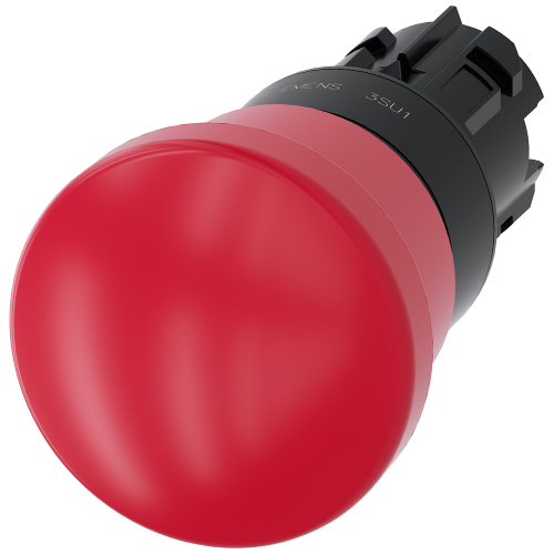 Emergency stop mushroom pushbutton, 22 mm, round, plastic, red