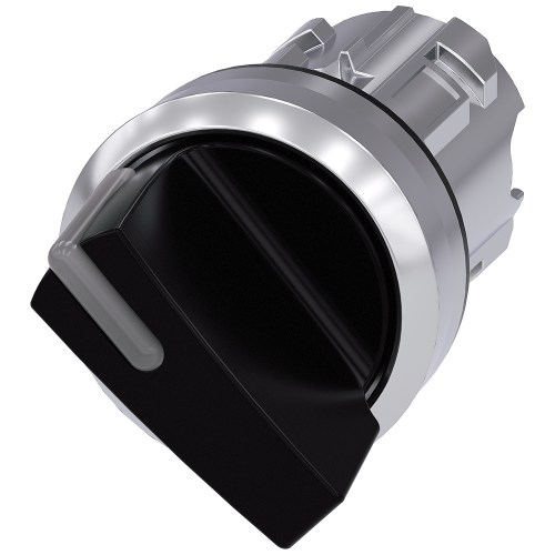 Illuminable selector switch, 22 mm, round, metal shiny, black, Selector switch short, 2 switch posit