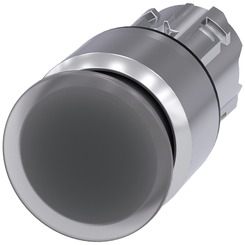 Illuminated mushroom pushbutton, 22 mm, round, metal, shiny, clear, 30 mm, latching, Pull-to-unlatch mechanism