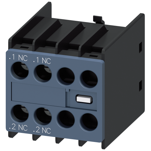 SIRIUS front-mounted auxiliary contact block, 2 NC, screw terminals. For compatible 3RT2 contactors.