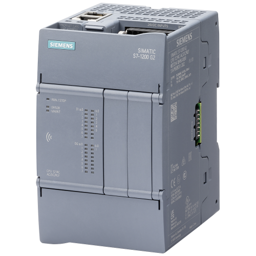 SIMATIC S7-1200 G2, CPU 1214C, DC/DC/DC, 20.4–28.8 V DC; 14 digital, 24 V DC; 10 transistor outputs.