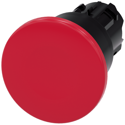 Mushroom pushbutton, 22 mm, round, plastic, red