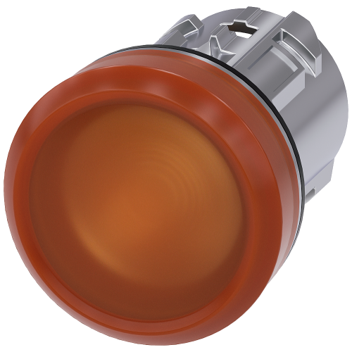 Indicator lights, 22 mm, round, metal, shiny, amber, lens, smooth