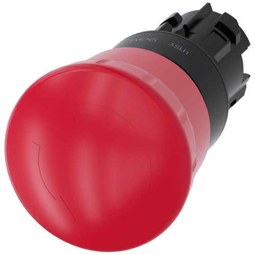 Emergency stop mushroom pushbutton, 22 mm, round, plastic, red, rotate-to-unlatch mechanism