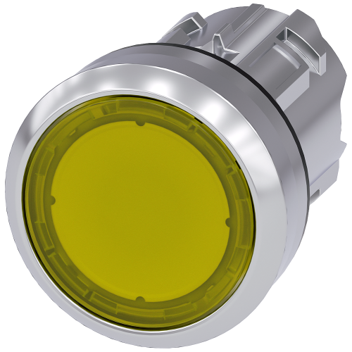 Pushbutton, illuminated, 22 mm, round, metal, high gloss, yellow, button