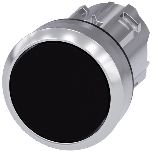 Pushbutton, 22 mm, round, metal, high gloss, black, button