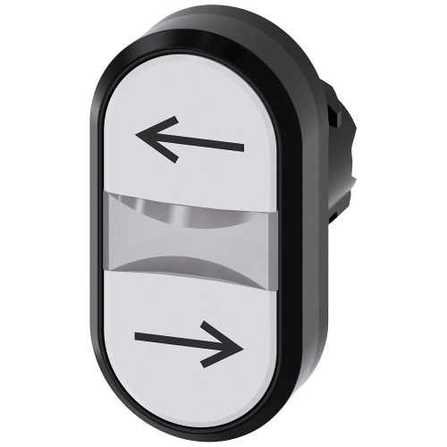 Twin pushbutton, 22 mm, round, plastic, white: arrow pointing left, white: Arrow pointing right, pus