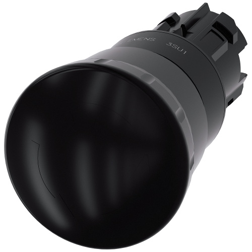 Mushroom pushbutton, 22 mm, round, plastic, black, 40 mm, positive latching, acc. to EN ISO 13850, r