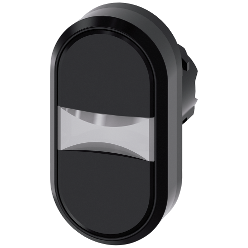 Twin pushbutton, 22 mm, round, plastic, black, black, pushbuttons, flat