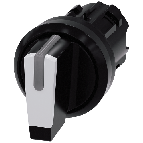 White - Plastic selector switch, can be illuminated, 3 positions I-0-II, latching