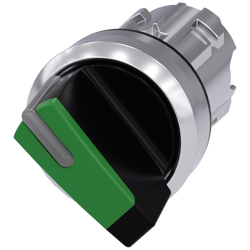 Toggle switch, illuminable, 22 mm, round, metal, high gloss, green