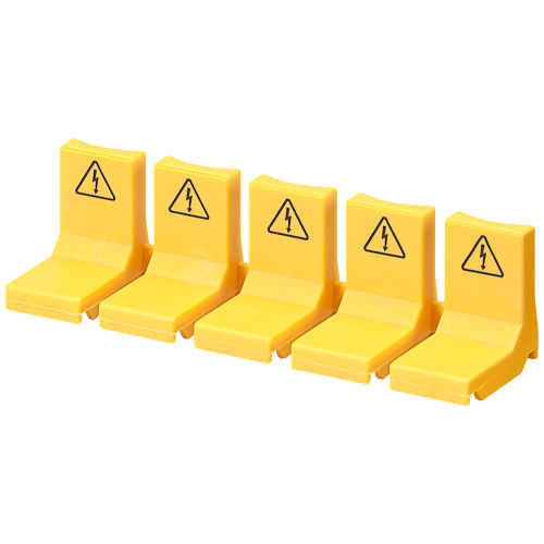 SENTRON touch-protection covers for unused busbar pins, yellow, five individual pin covers per set.