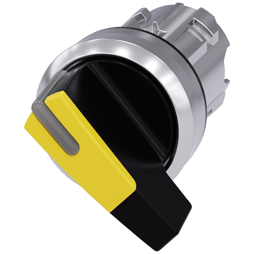 Toggle switch, illuminable, 22 mm, round, metal, high gloss, yellow