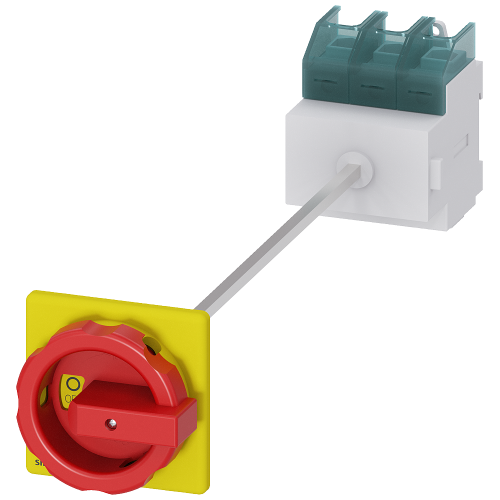 SENTRON 3LD2 switch disconnector, 100 A, 3 pole, door-coupled, red/yellow handle. AC-23A 37 kW at 400 V.