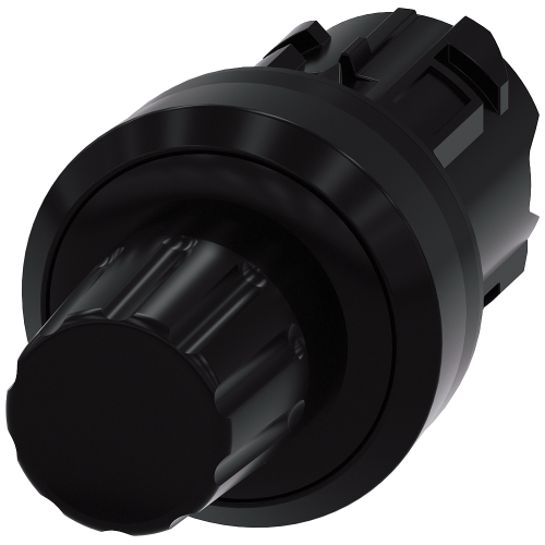 Stop button, 22 mm, round, plastic, black, button raised, latchable