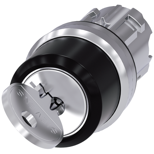 Key-operated switch RONIS, 22 mm, round, metal, high gloss, key removal O
