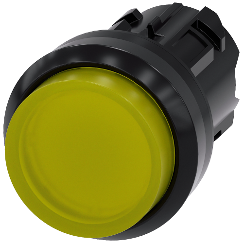 Illuminated pushbutton, 22 mm, round, plastic, yellow, pushbutton, raised momentary contact type