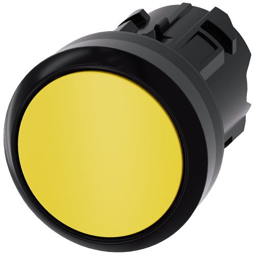 Yellow - Plastic push button with flat button, momentary Contact