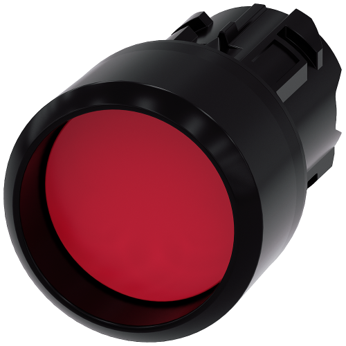 Pushbutton, 22 mm, round, plastic, red, Front ring, raised momentary contact type