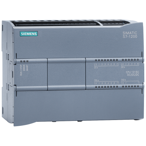 SIMATIC S7-1200, CPU 1215C, DC/DC/DC, 20.4–28.8 V DC; 14 digital, 24 V DC; 10 transistor outputs.