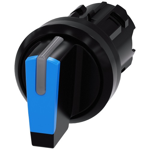 Blue - Plastic selector switch, can be illuminated, 3 positions I-0-II, latching