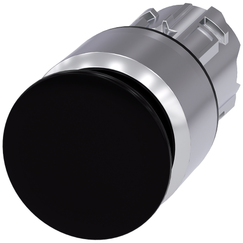 Mushroom pushbutton, 22 mm, round, metal, shiny, black, 30 mm, latching, Pull-to-unlatch mechanism