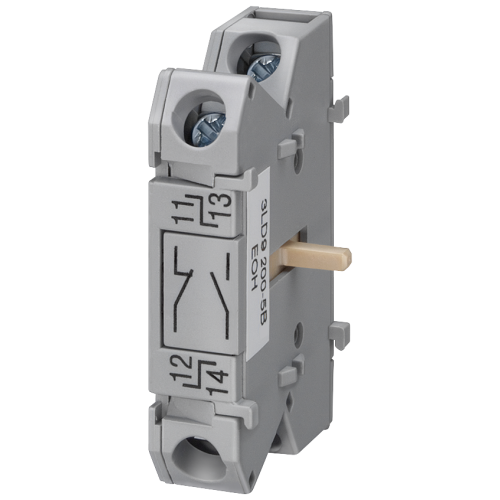 SENTRON 3LD2 auxiliary contact block, 1 NO + 1 NC, front mounting.