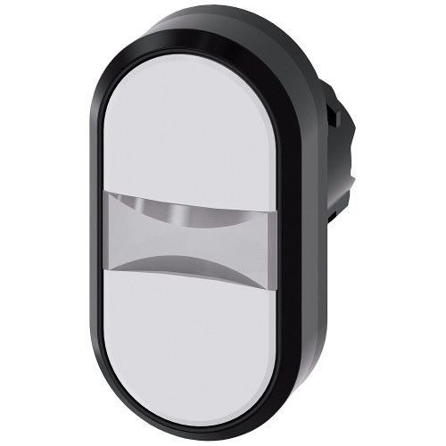 Illuminated twin pushbutton, 22 mm, round, plastic, white, white, pushbuttons, flat