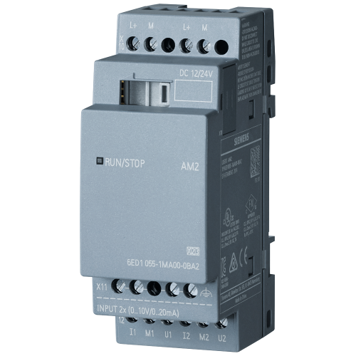 LOGO! 8 AM2 expansion module, 12/24 V DC. 2 inputs: 0–10 V or 0/4–20 mA.