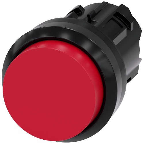 Pushbutton, 22 mm, round, plastic, red, pushbutton, raised, momentary contact type