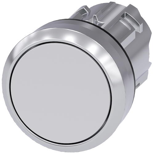 Pushbutton, 22 mm, round, metal, high gloss, white, button