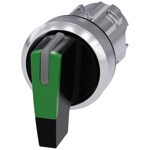 Toggle switch, illuminable, 22 mm, round, metal, high gloss, green