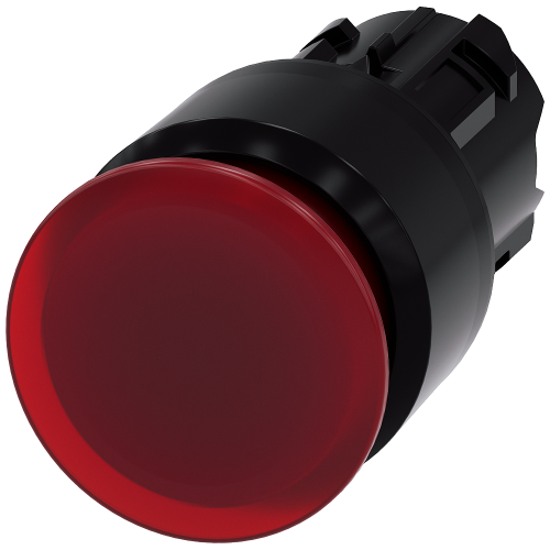Illuminated mushroom pushbutton, 22 mm, round, plastic, red, 30 mm, latching, Pull-to-unlatch mechan