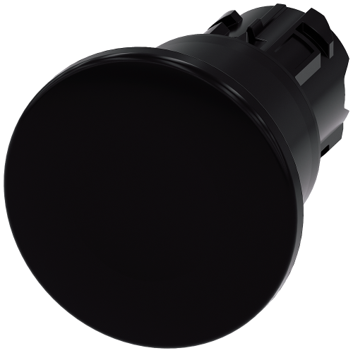Mushroom pushbutton, 22 mm, round, plastic, black, 40 mm, latching, Pull-to-unlatch mechanism