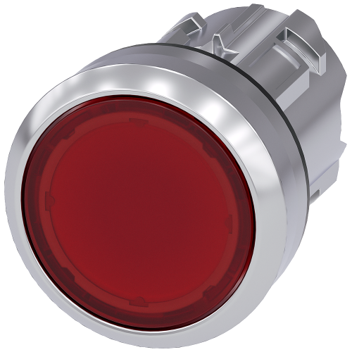Pushbutton, illuminated, 22 mm, round, metal, high gloss, red, button