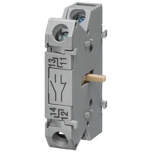SENTRON 3LD2 auxiliary contact block, 1 NO + 1 NC, floor mounting.